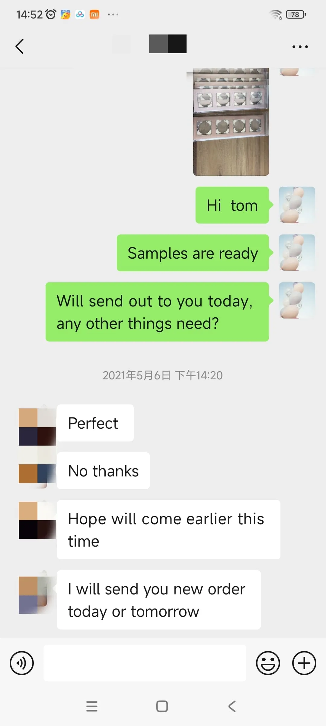 Positive feedback from overseas customers confirming sample delivery from electrical switch manufacturers in China