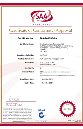 SAA certified wall switch China manufacturer